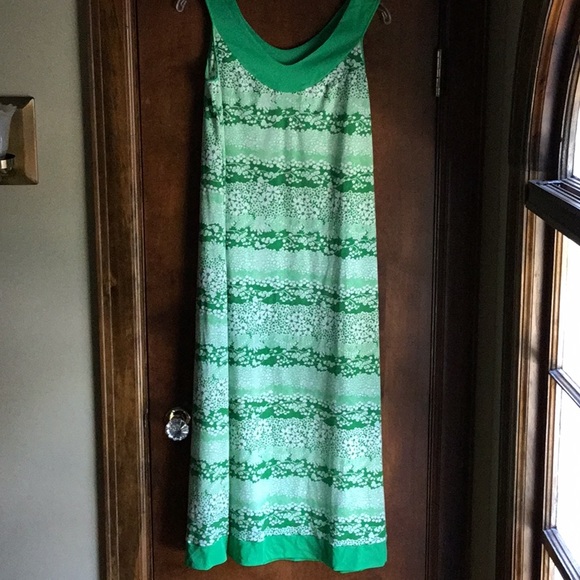 VINTAGE GREEN MAXI DRESS * S/M - Picture 6 of 7